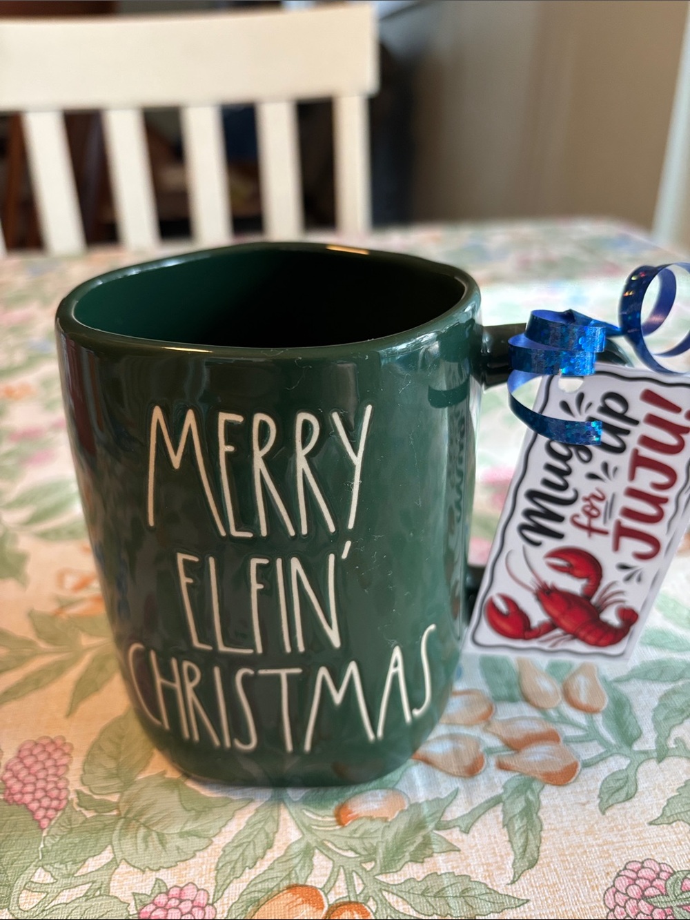 Rae Dunn Green "Merry E'fin' Christmas" Ceramic Mug